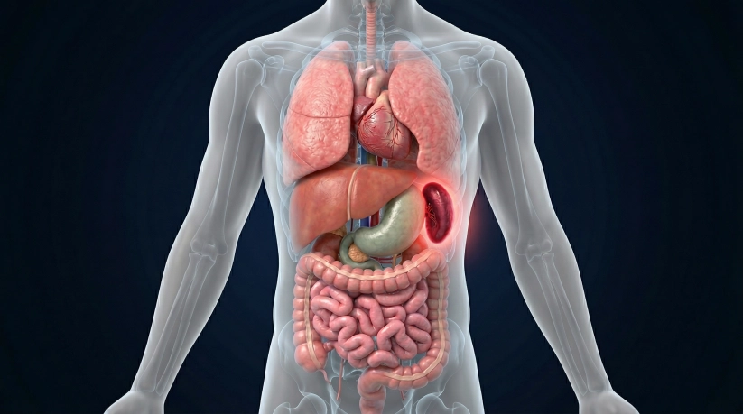 spleen location in human body diagram showing major organs